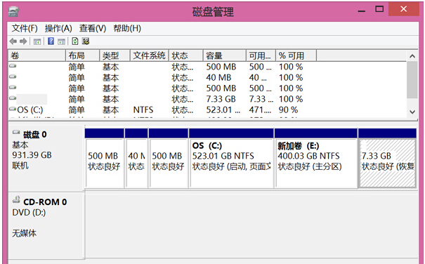 主编修复win8系统安装后对磁盘进行重新分配的办法